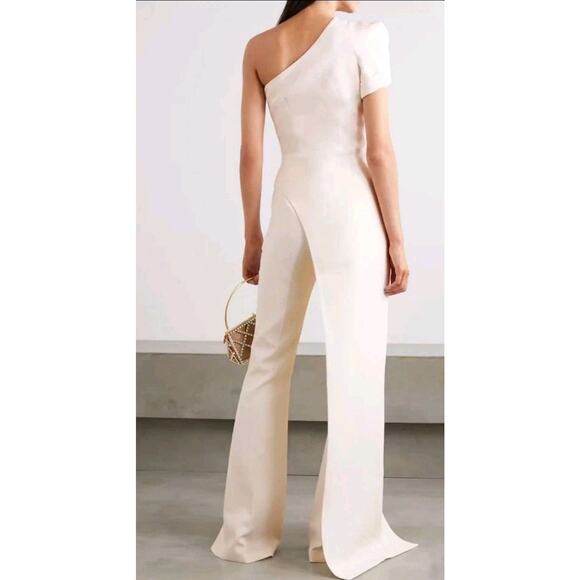 $1295 SAFIYAA Kora Ivory Single Shoulder Asymmetric Top Crepe Sz XS Bridal - Picture 9 of 16